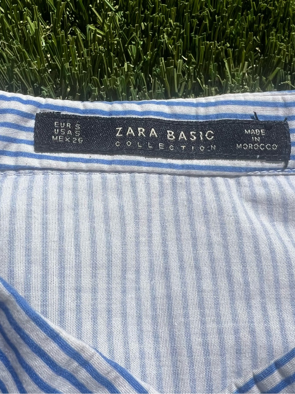 Zara Blue and White Striped Floral Romper - Picture 5 of 9